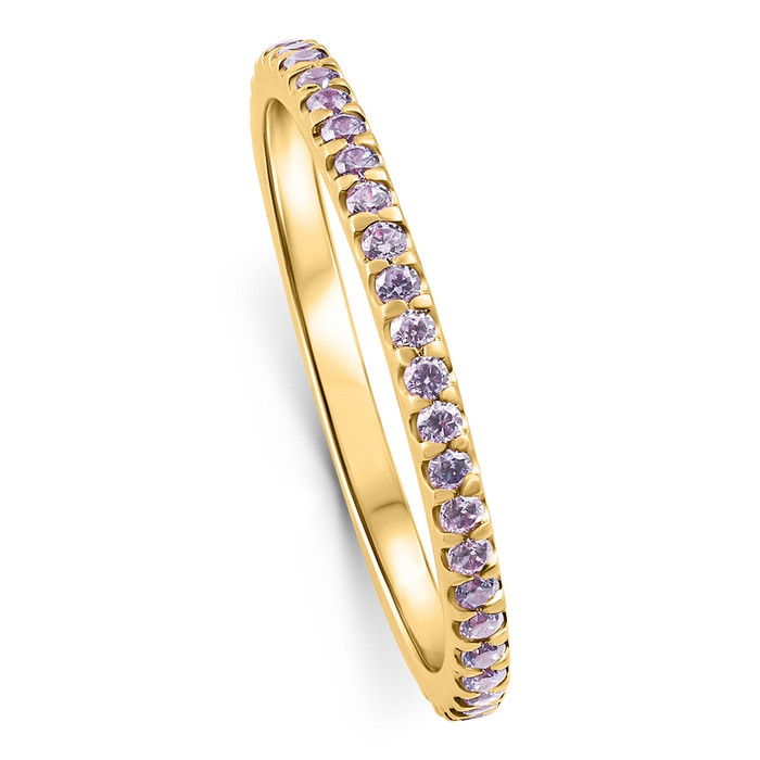 3/4Ct Genuine Amethyst Eternity Ring Stackable Band 14k Yellow Gold