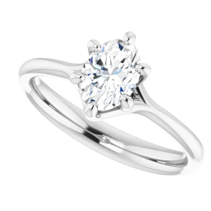3/4Ct Oval Solitaire Diamond Engagement Ring Lab Grown 14k White or Yellow Gold