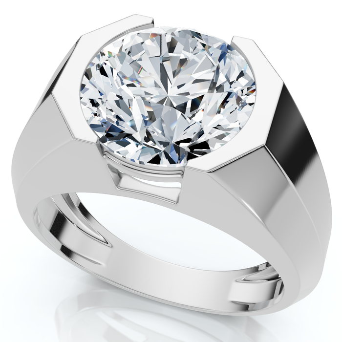 Certified 5 Ct Elon Signature Mens Bezel Diamond Ring Lab Grown Gold Or Platinum