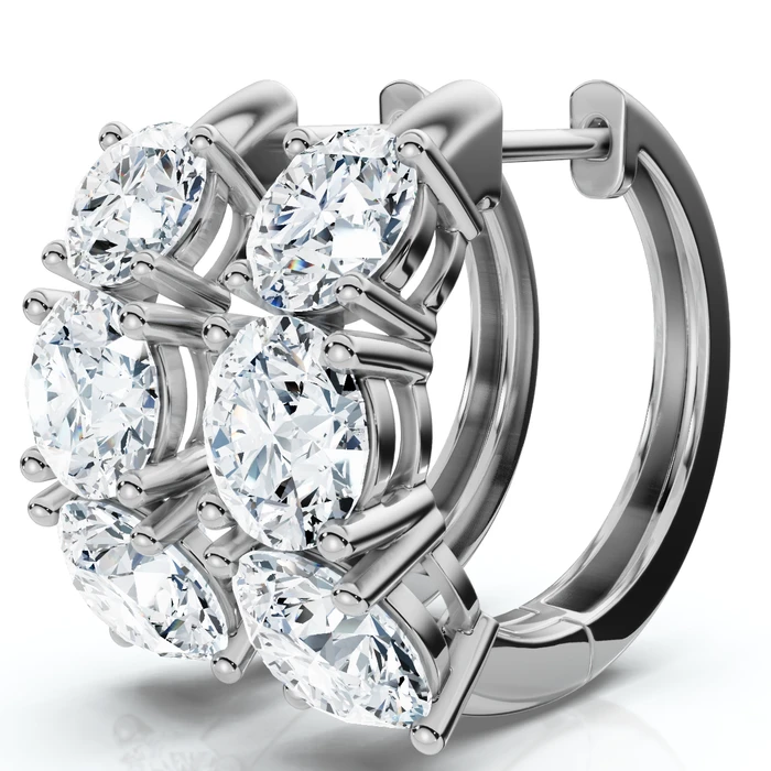 4.20Ct Diamond Hoops 14k Gold Lab Grown 3/4" Tall
