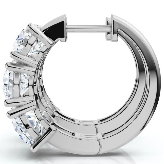 4.20Ct Diamond Hoops 14k Gold Lab Grown 3/4" Tall