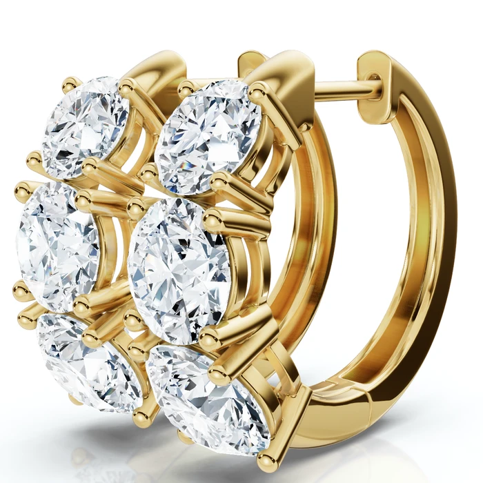 4.20Ct Diamond Hoops 14k Gold Lab Grown 3/4" Tall