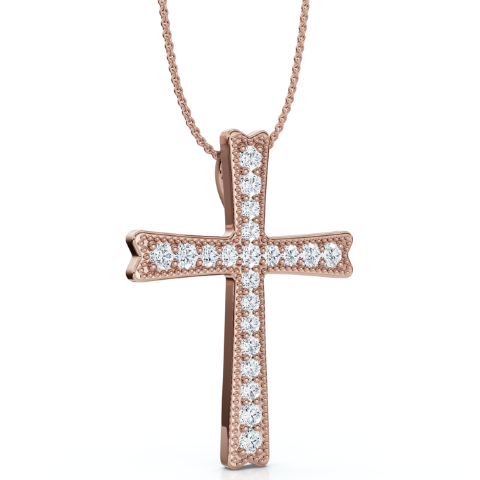 0.20 CTW Round Lab Diamond Cross Pendant Charm 14K Gold Religious Jewelry