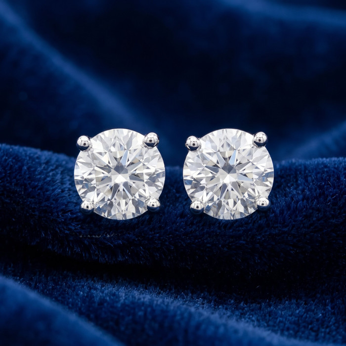 Certified 1/2Ct TW Natural Diamond Screw Back Studs Gold Earrings