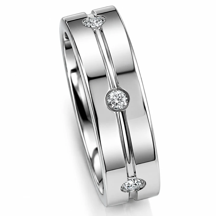 Men's 3/8Ct Diamond 6.5mm Comfort Fit Ring Polished Tungsten Wedding Band
