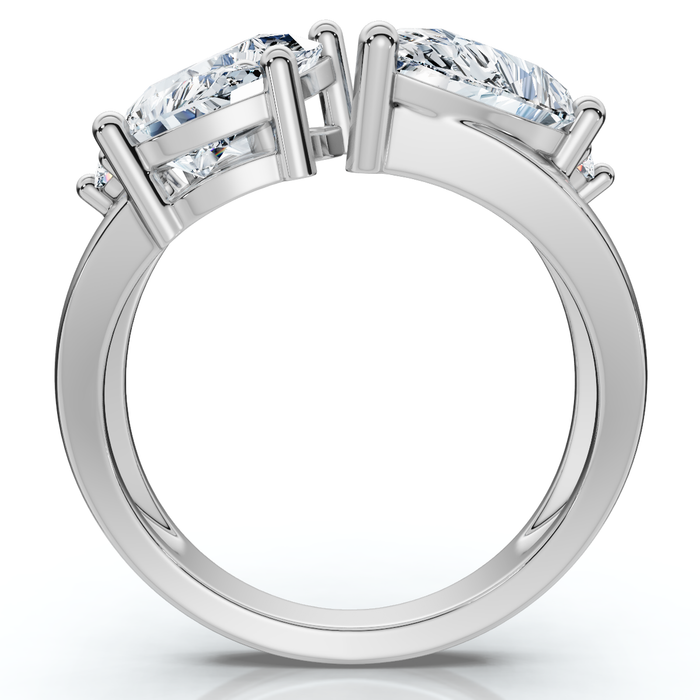 4.25Ct Waltz Pear Shape Lab Grown Diamond Ring 14k Gold Cigar Band