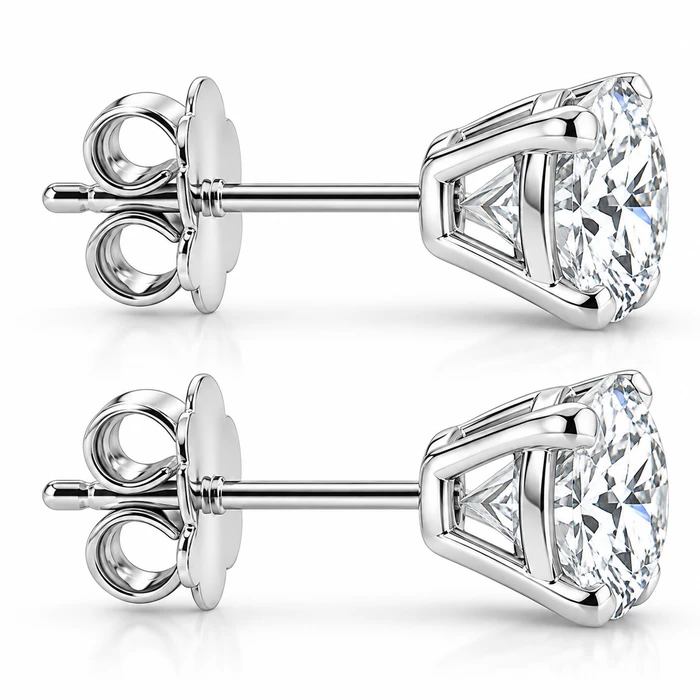 VS Certified 1.47Ct Round Diamond Studs in 14k Gold Lab Grown