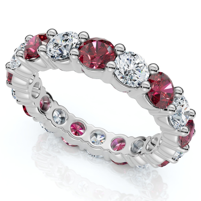 3Ct Ruby & Diamond Eternity Ring 14k Gold or Platinum Lab Grown