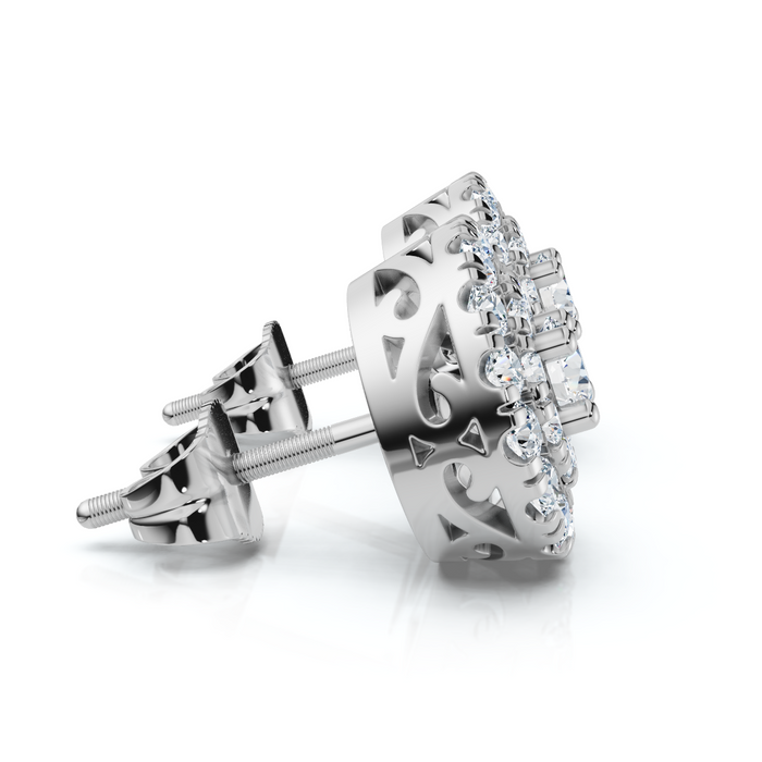 5/8Ct Double Halo Women's Diamond Earrings 14k Gold Lab Grown 5/8Ct Double Halo Women's Diamond Earrings 14k Gold Lab Grown