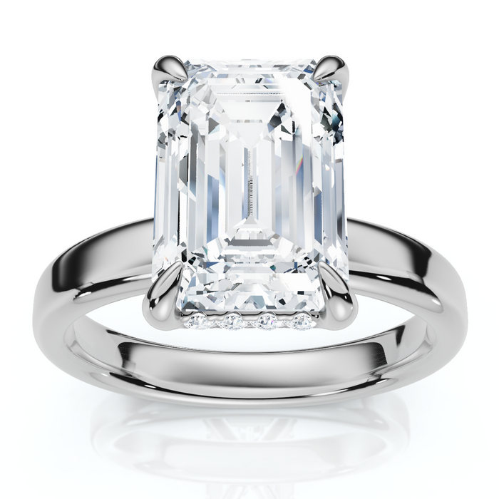 Certified 2.60Ct Emerald Cut Hidden Halo Diamond Engagement Ring Gold Lab Grown