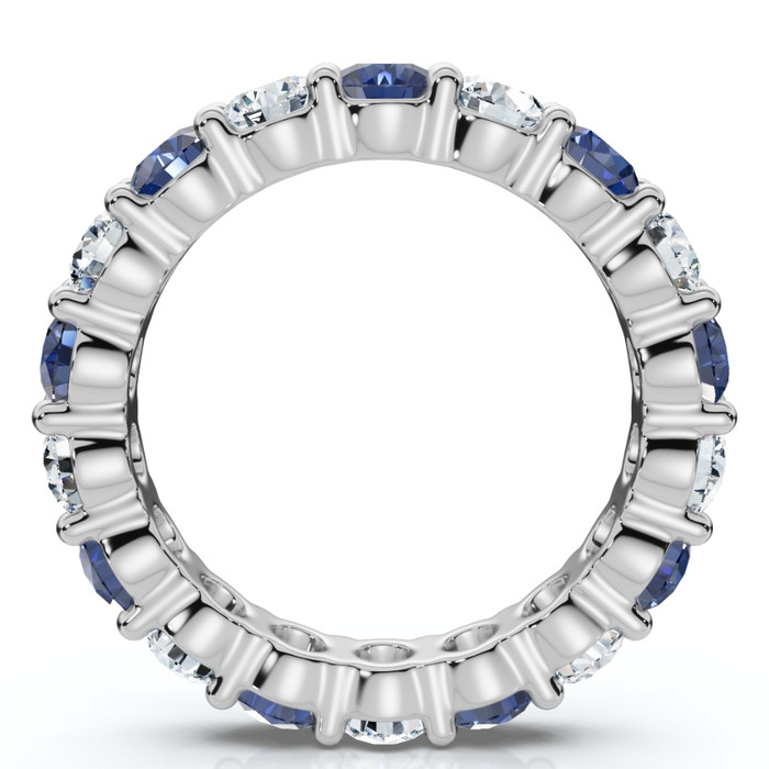 3Ct Blue Sapphire & Diamond Eternity Ring 14k Gold Lab Grown
