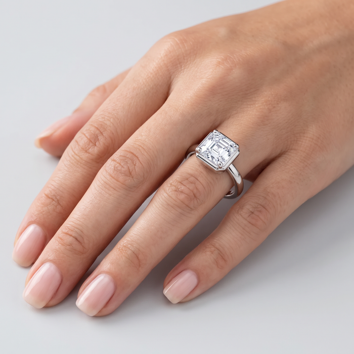 Certified 2Ct Ashcer Cut Bezel Framed Diamond Engagement Ring 14k Gold Lab Grown