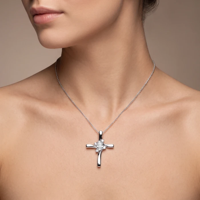 1/2Ct Diamond Cross 10k Gold Lab Grown
