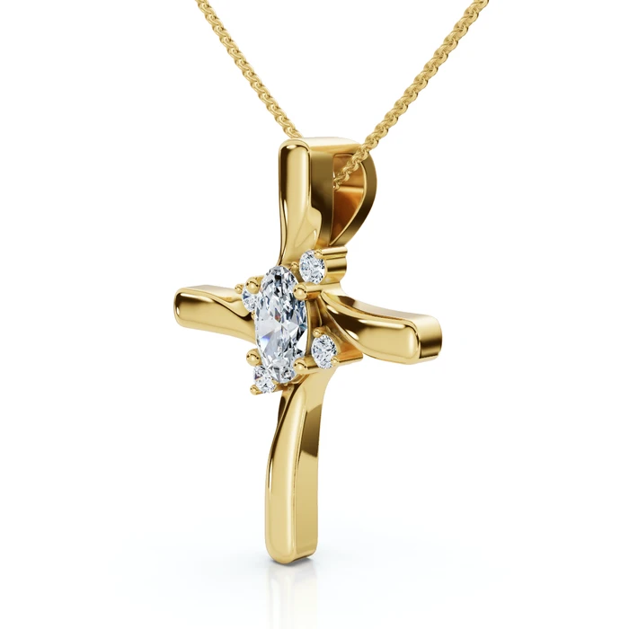 1/2Ct Diamond Cross 10k Gold Lab Grown