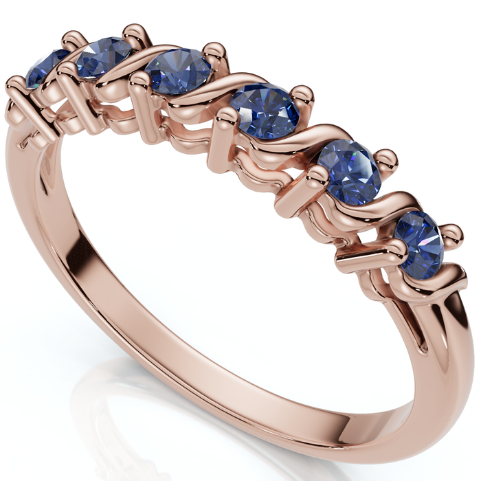 1/3Ct Blue Sapphire Stackable Wedding Ring 14k Gold