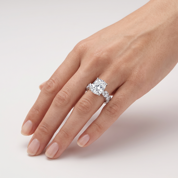 Certified 4 3/4Ct Cushion Gracey Diamond Engagement Ring 14k Gold Lab Grown