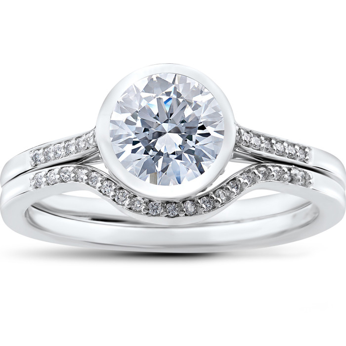 1.2 ct Lab Grown Diamond Engagement Ring Set White Gold