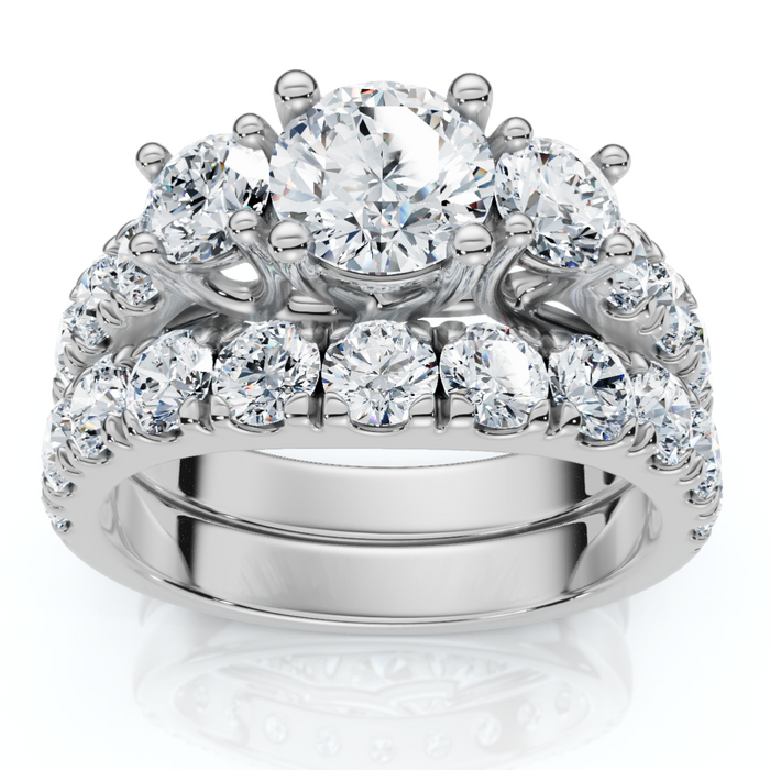 2Ct TW 3-Stone Diamond Engagement Wedding Ring Set 14k Gold or Pt Lab Grown