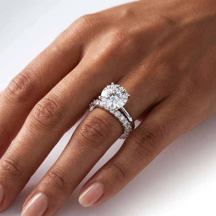 Certified 2.77Ct Solitaire Diamond Ring & Eternity Band 14k Gold or Pt Lab Grown