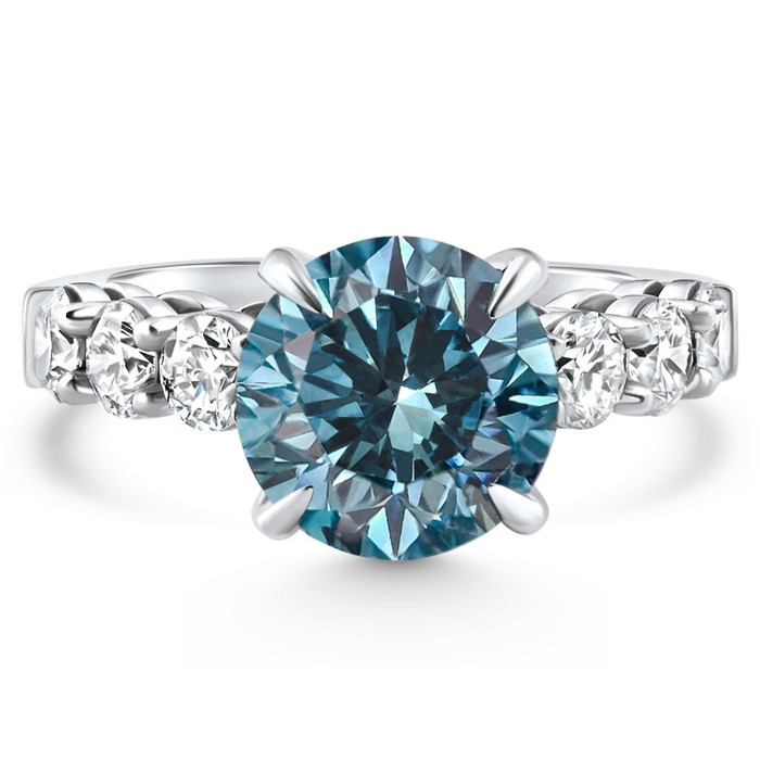 4.50Ct Blue Diamond Engagement Ring 14k White Gold Lab Grown