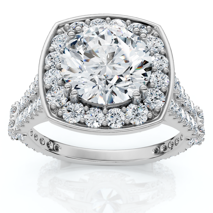 Certified 3Ct Cushion Halo Diamond Engagement Ring 14k Gold Lab Grown