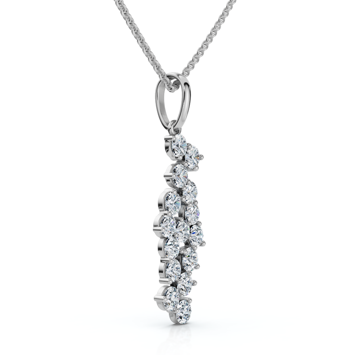 1/3Ct Cascading Diamond Pendant Necklace 14k Gold Lab Grown