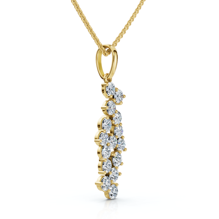 1/3Ct Cascading Diamond Pendant Necklace 14k Gold Lab Grown