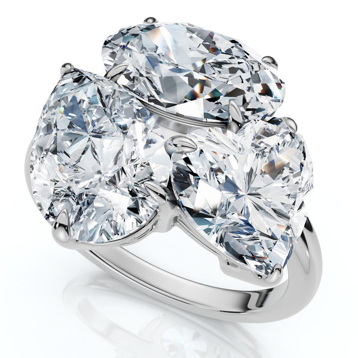 Certified 6Ct Abstract 3-Stone Diamond Ring 14k White Gold Lab Grown
