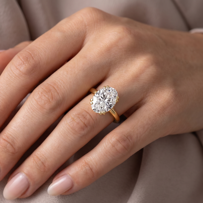 Certified 4Ct Oval Diamond Solitaire Engagement Ring Lab Grown