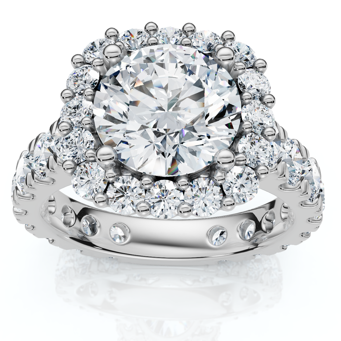 Certified 4Ct Lab Grown Cushion Halo Diamond Engagement Ring 14k Gold/Platinum