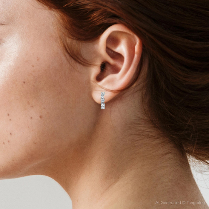 1Ct Diamond Hoops Women's Earrings 10k Gold Lab Grown 1Ct Diamond Hoops Women's Earrings 10k Gold Lab Grown