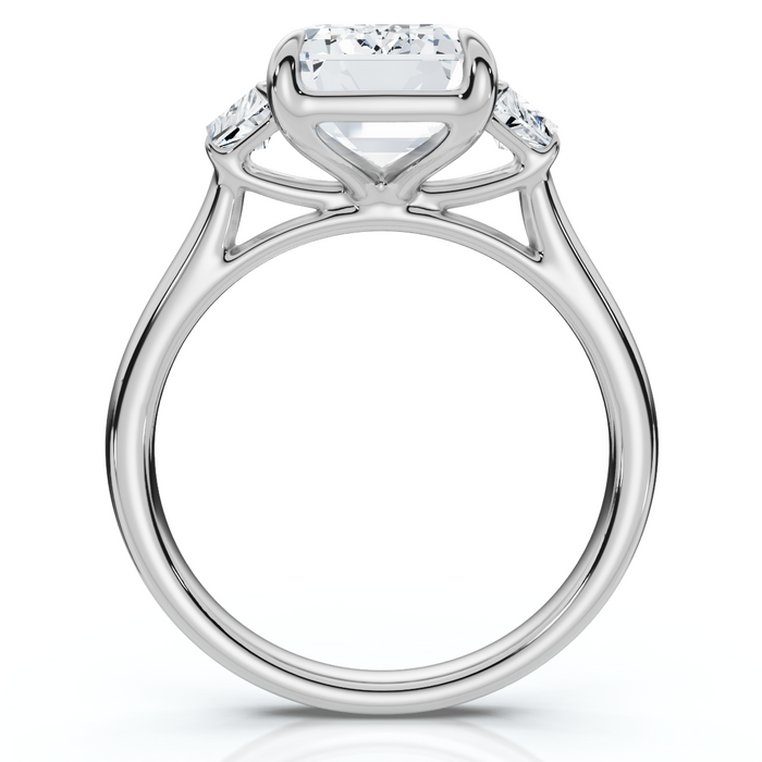 Certified 3 1/2Ct Emerald Cut & Baguette Engagement Ring 14k Gold/Pt Lab Grown