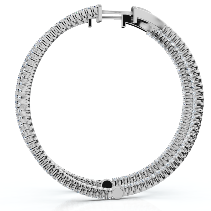 1 3/4Ct Diamond Inside Outside 2" Tall Hoops Earrings Lab Grown