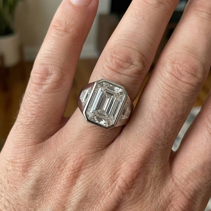 Certified Men's 7Ct Anniversary Pinky Ring 14k Gold or Platinum Lab Grown