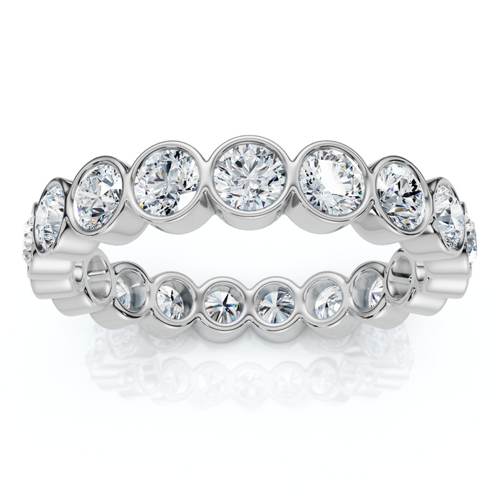 2Ct Bezel Set Diamond Eternity Wedding Ring 14k Gold of Platinum Lab Grown
