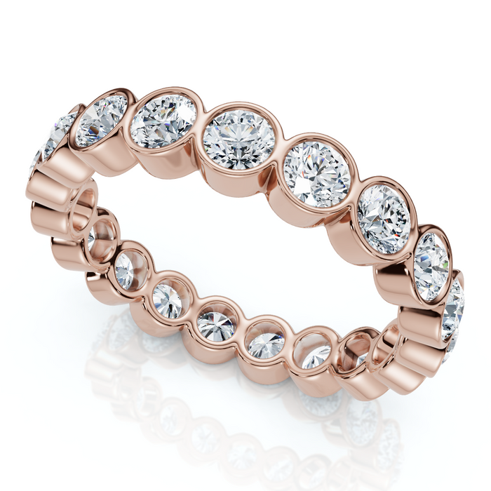 2Ct Bezel Set Diamond Eternity Wedding Ring 14k Gold of Platinum Lab Grown