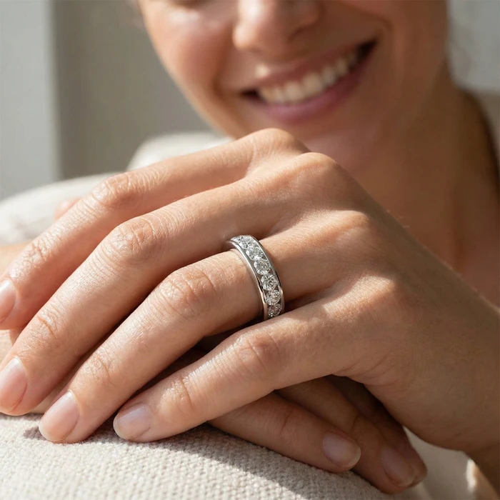 1 1/2Ct Channel Set Diamond Lab Grown Eternity Wedding Ring 14k Gold or Platinum