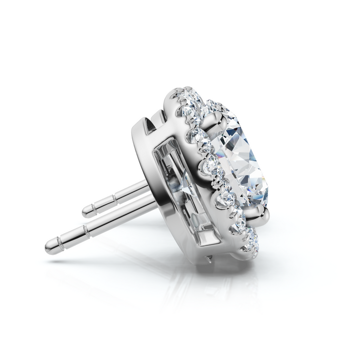 2.25Ct Halo Round Diamond Studs 14k Gold Lab Grown Women's Earrings