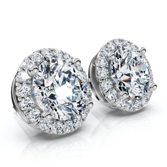 2.25Ct Halo Round Diamond Studs 14k Gold Lab Grown Women's Earrings