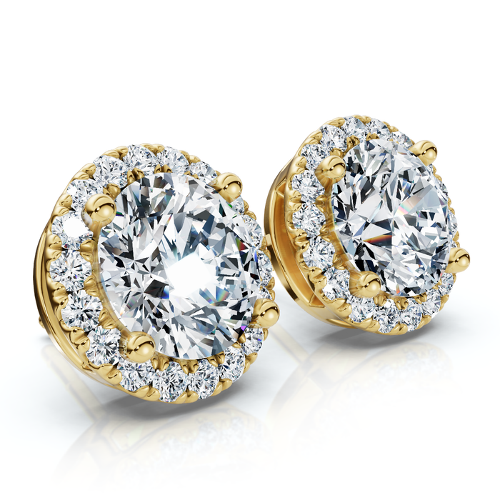 2.25Ct Halo Round Diamond Studs 14k Gold Lab Grown Women's Earrings