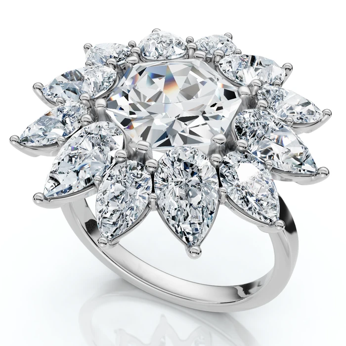 Certified 5Ct Hexagon Diamond High Jewelry Ring 14k Gold or Platinum Lab Grown