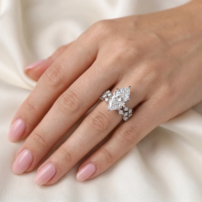 Certified 3 1/2Ct Marquise Diamond Bridal Set 14k Gold or Platinum Lab Grown