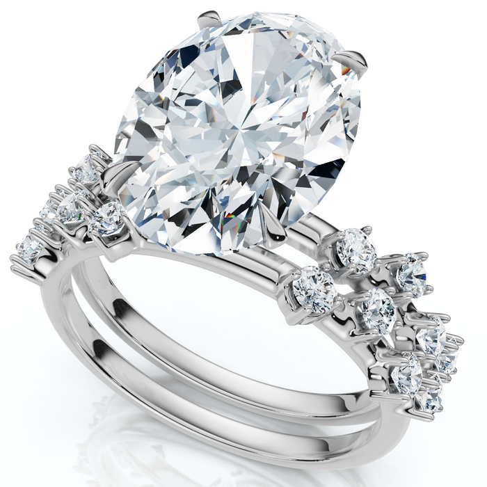 Certified 5 1/2Ct Oval Diamond Engagement & Wedding Ring 14k Gold/Pt Lab Grown