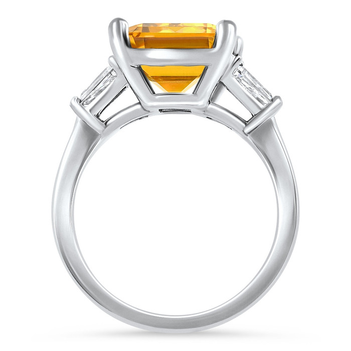 Citrine & Diamond Ring White Gold Lab Grown