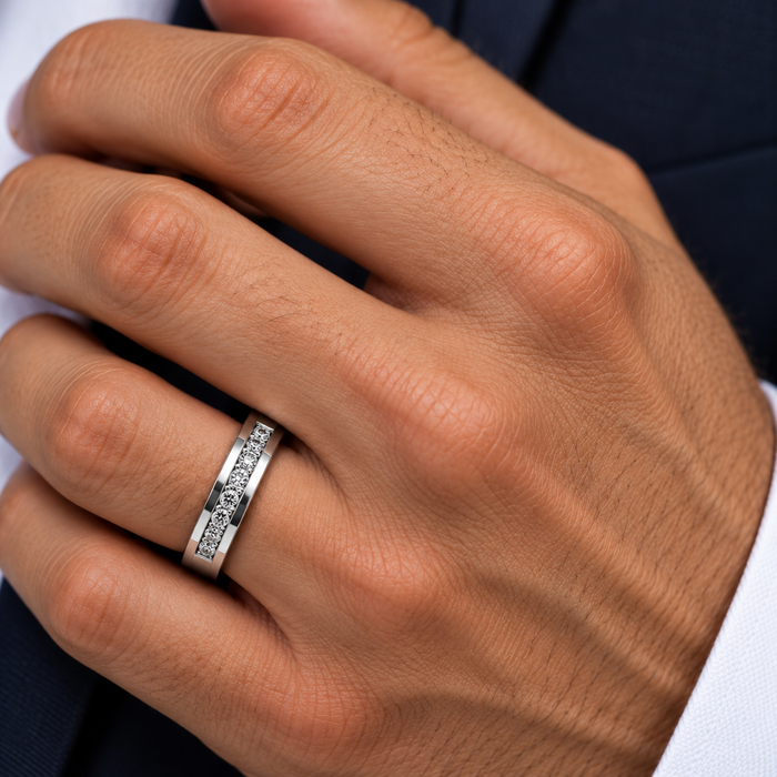 Men's 1/4Ct Polished Diamond Wedding Ring Lab Grown