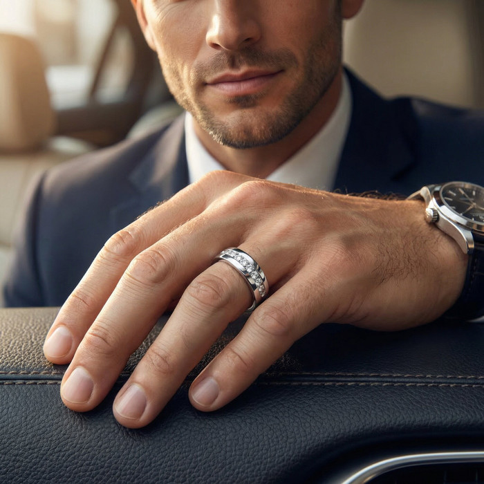 Men's 1/4Ct Polished Diamond Wedding Ring Lab Grown