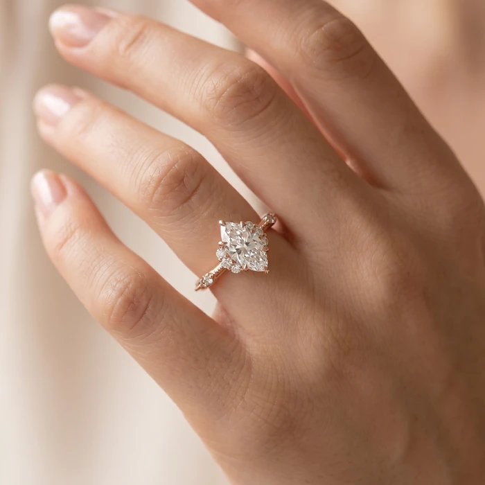 1.20Ct Marquise Viviana Diamond Engagement Ring 14k Gold Lab Grown EF/VS