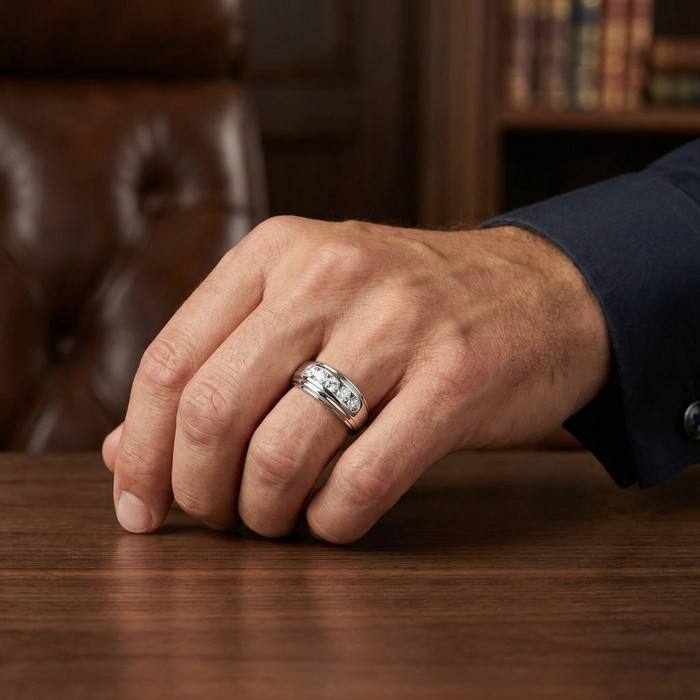 Mens 1/2ct 5-Stone Diamond Wedding Ring Gold Lab Grown