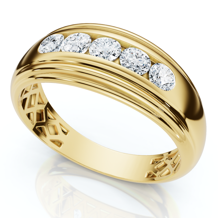Mens 1/2ct 5-Stone Diamond Wedding Ring Gold Lab Grown Mens 1/2ct 5-Stone Diamond Wedding Ring Gold Lab Grown