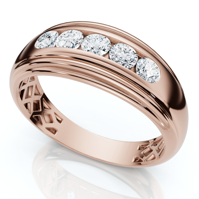 Mens 1/2ct 5-Stone Diamond Wedding Ring Gold Lab Grown Mens 1/2ct 5-Stone Diamond Wedding Ring Gold Lab Grown